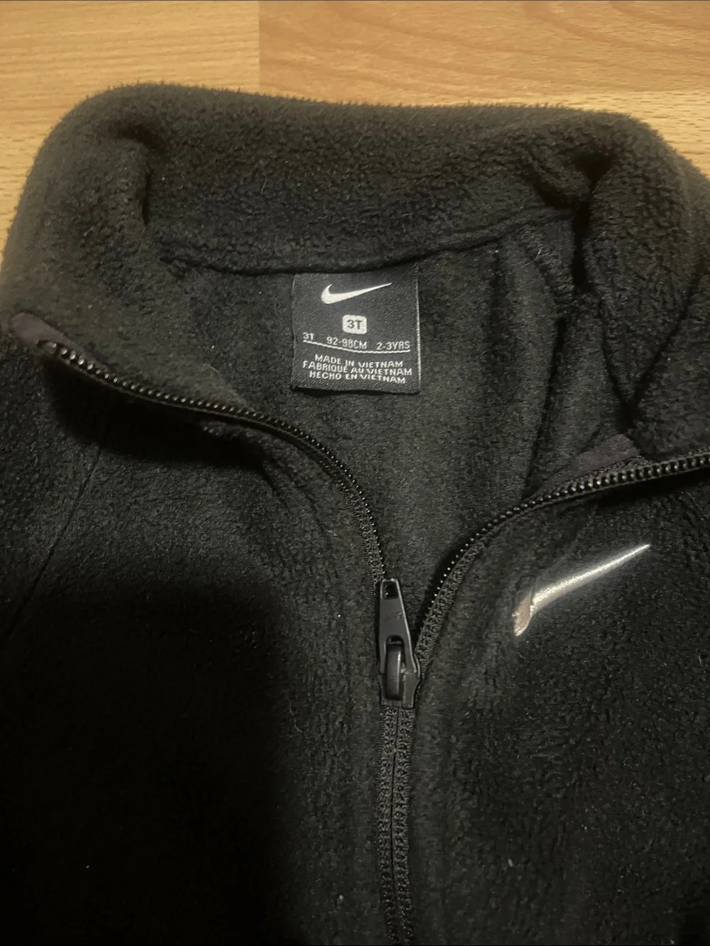 Nike Kids Black Full-Zip Fleece Jacket with White Swoosh
